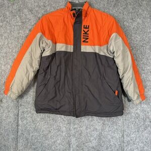 Vtg Nike Jacket Youth Boys Large 14-16 Gray Reversible Swoosh 90s‎ Y2K Fleece